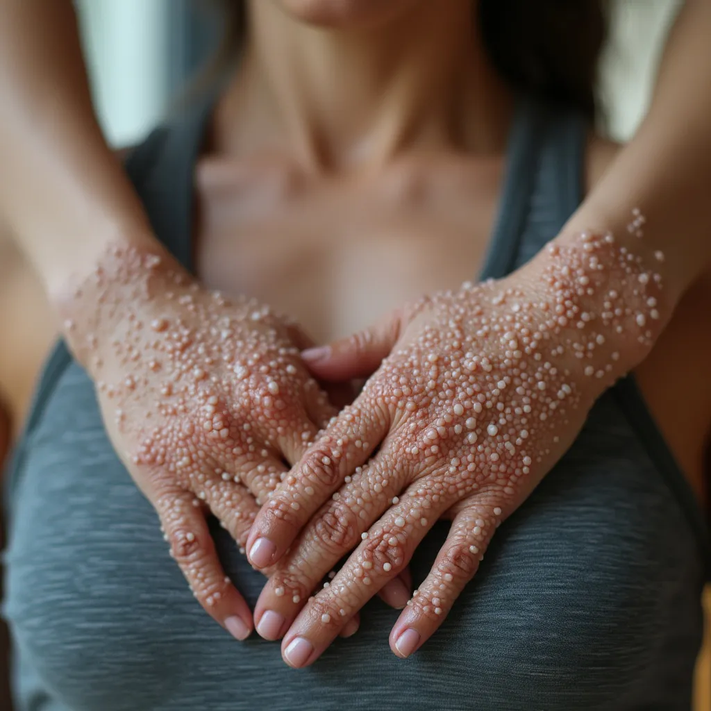 Detalle de manos guiando ejercicio de respiración consciente